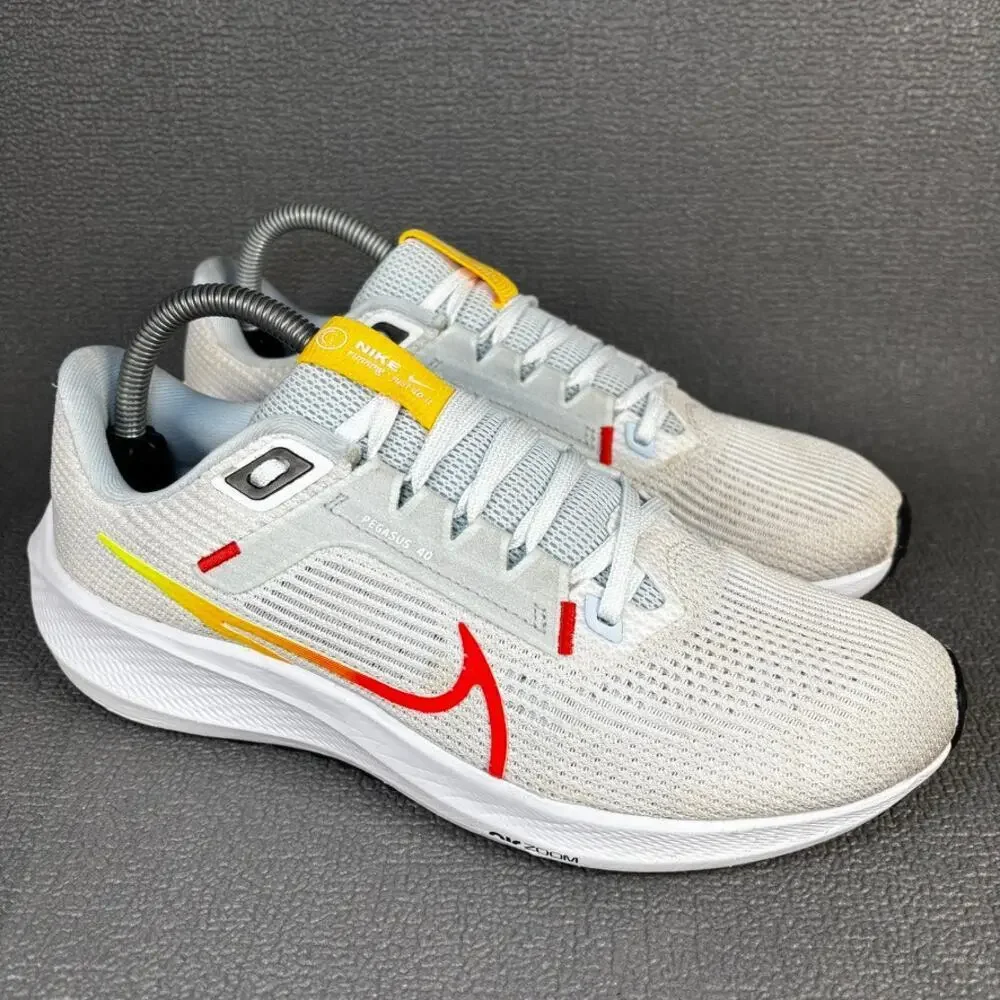 🔴 Nike Air Zoom Pegasus 40 Women`s Size 9 Grey Yellow Running Shoes DV3854-102